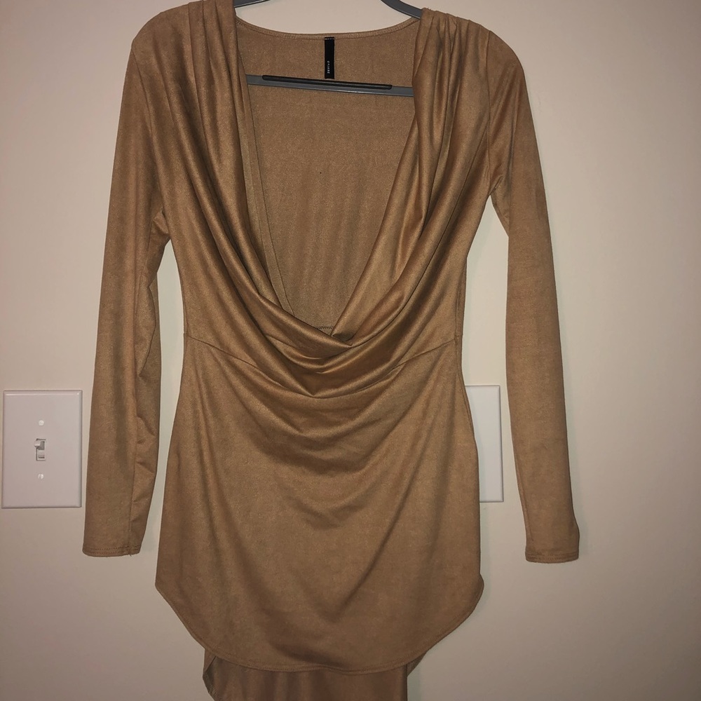 Tan suede mini dress